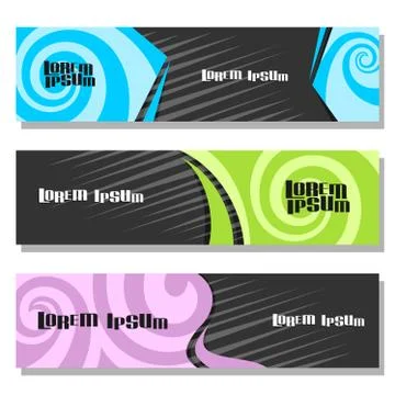 Vector set of horizontal futuristic Banners Stock Illustration