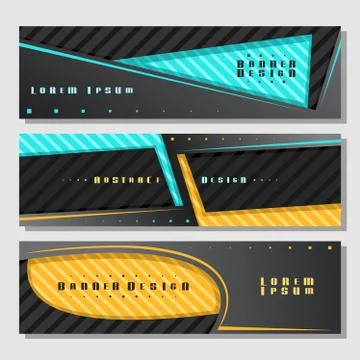 Vector set of horizontal futuristic Banners Stock Illustration