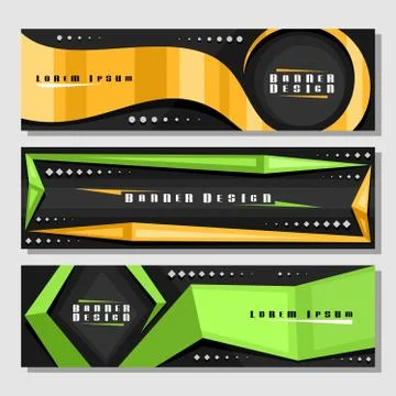 Vector set of horizontal futuristic Banners Stock Illustration