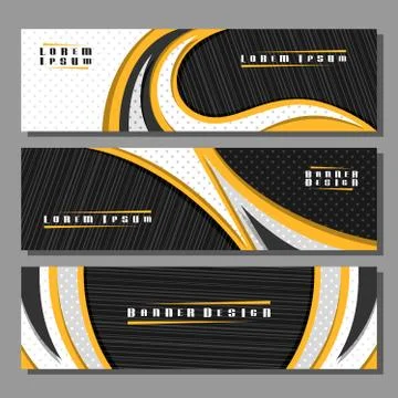 Vector set of horizontal futuristic Banners Stock Illustration