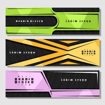 Vector set of horizontal futuristic Banners Stock Illustration