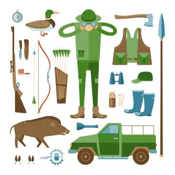 Vector Set of Hunter Stock Illustration