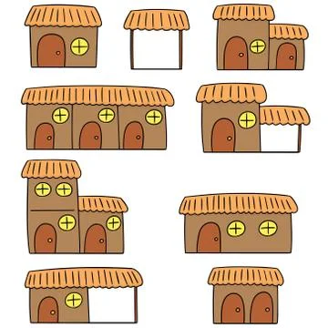 Vector set of huts Stock Illustration