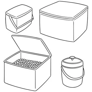 Vector set of ice box and ice bucket Stock Illustration
