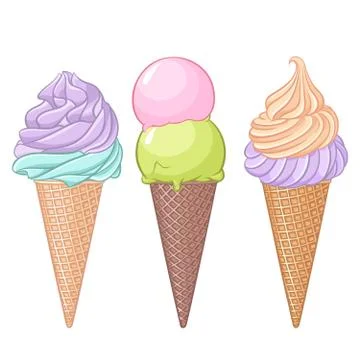 Vector set of  ice cream horns Stock Illustration