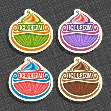 Vector set of Ice Cream Labels Stock Illustration