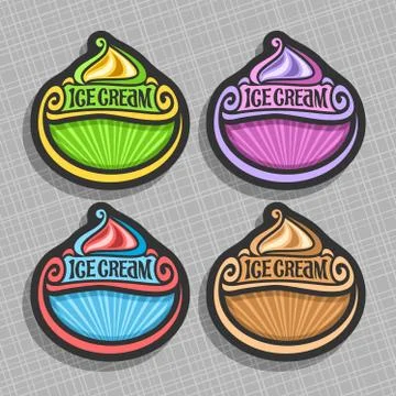 Vector set of Ice Cream Labels Stock Illustration