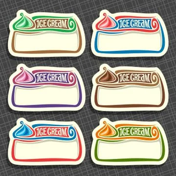 Vector set of Ice Cream Labels Stock Illustration