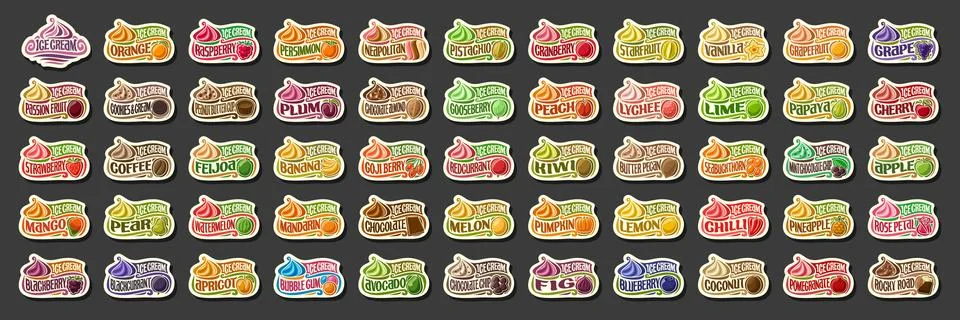Vector set of Ice Cream labels Stock Illustration
