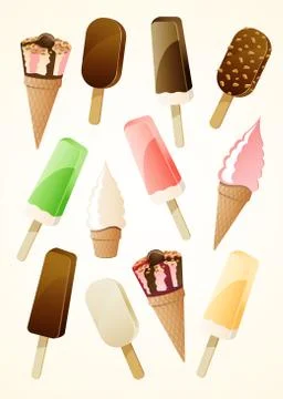Vector set of ice creams Illustrazione stock