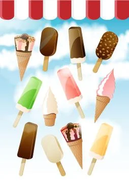 Vector set of ice creams Stock Illustration