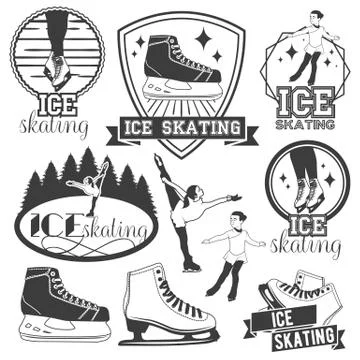 Vector set of ice skating emblems, badges, logos, banners and design elements イラスト素材