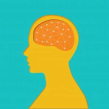 Vector set icon brains. Flat design concept. Thin line and combine shape to b Stock Illustration