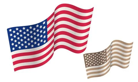 Vector set icon of flag of USA for American Veterans day in retro style. Vect Stock Illustration