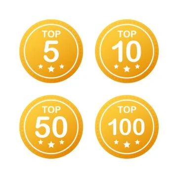 Vector set icon top rating: tor 5, top 10, top 50 and top 100 rating. Vector  Ilustración de archivo
