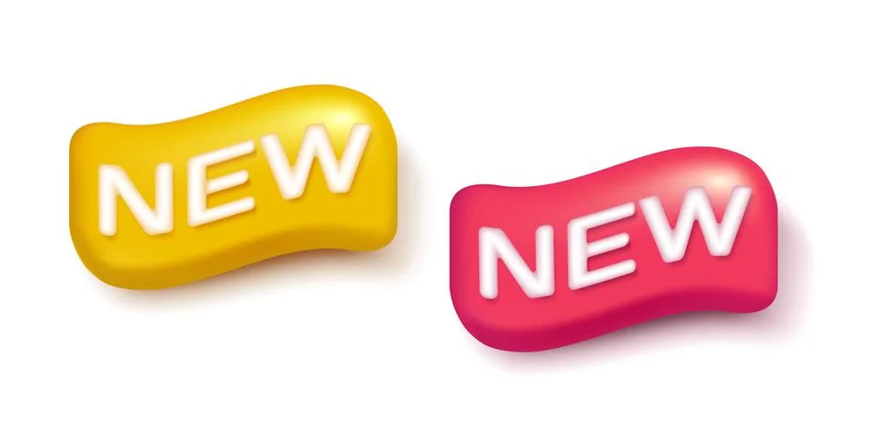 Vector set icons of 3d new labels. New banners in realistic style. Stock Illustration
