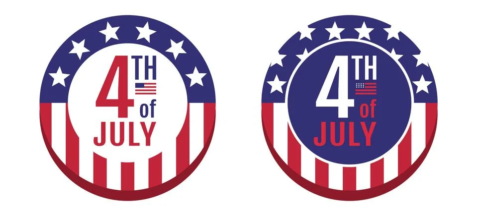 Vector set icons for 4 th of july on abstract background. Illustrazione stock
