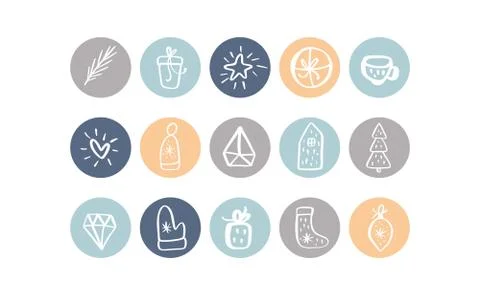 Vector set of icons and emblems for social media story highlight covers Stock Illustration