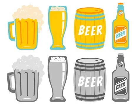 Vector set icons of a beer drinks. Stock Illustration