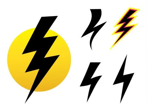 Vector set icons black Lightning bolt. collection of Thunder Icons Stock Illustration