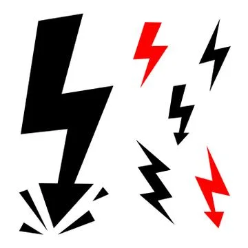 Vector set icons black Lightning bolt. collection of Thunder Icons Stock Illustration