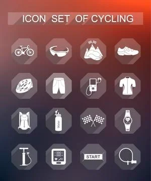 Vector set of icons on cycling Stock Illustration