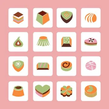 Vector Set icons of Delicious Chocolate Candy Stock Illustration