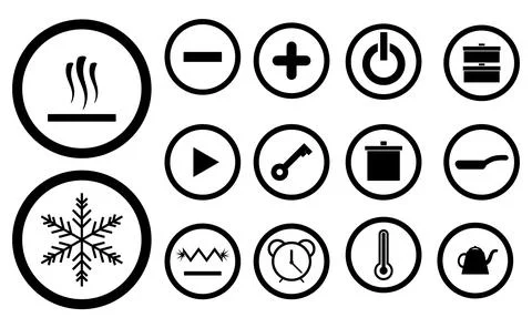Vector set of icons for electric induction stove or hob Stock Illustration