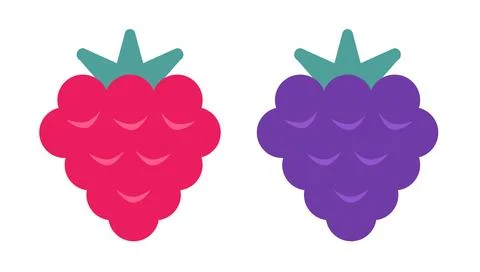 Vector set icons of geometric berries in flat style. Vector strawberry and .. Stock Illustration