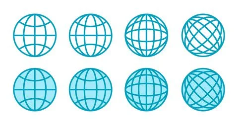 Vector set icons of globe in flat style. Vector world icon in retro style. 库存插图