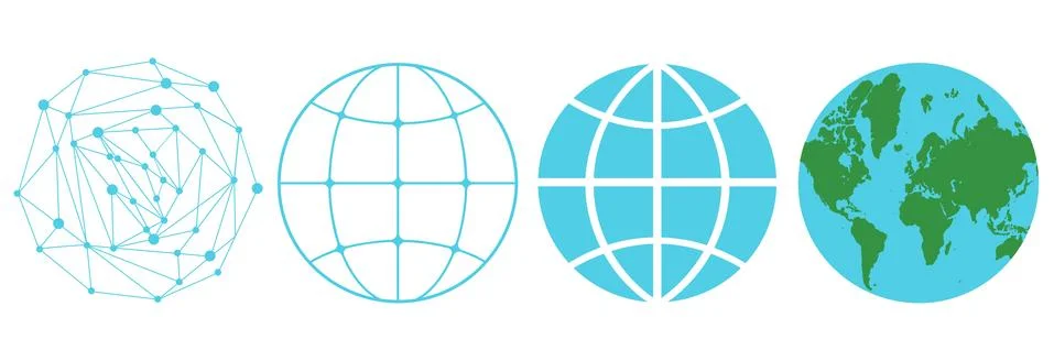 Vector set icons of a globe 库存插图
