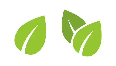 Vector set icons of green leaf in flat style. Vector eco emblem. Stock Illustration