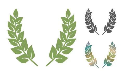 Vector set icons of laurel wreath. Retro emblem of green laurel wreath. Stock Illustration