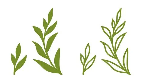 Vector set icons of laurel wreath. Retro emblem of green laurel wreath. Illustration