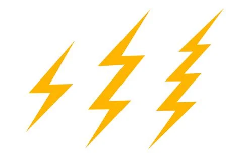 Vector set icons of lightning in retro comics style. Different lightnings. Stock Illustration