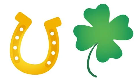 Vector set icons of lucky clover and horseshoe or Patrick's day. 库存插图