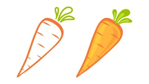 Vector set icons of orange carrot. Flat vector carrots. Stock Illustration