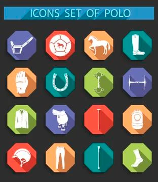 Vector set of icons polo in flat style Stock Illustration