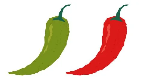 Vector set icons of red chili peppers. Illustrazione stock