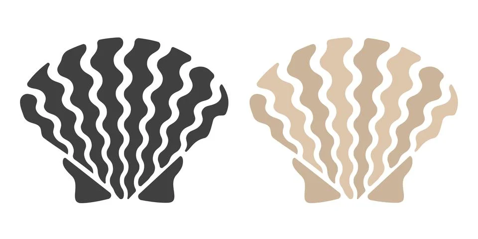 Vector set icons of sea shells in flat style. Geometric marine shell. Stock Illustration
