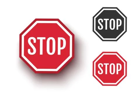 Vector set icons of stop sign Stock Illustration