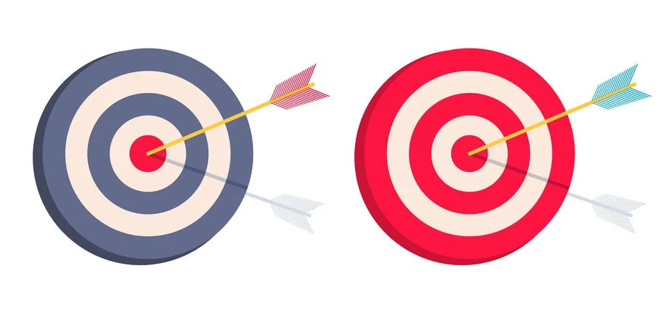 Vector set icons of target with arrow. Stock Illustration