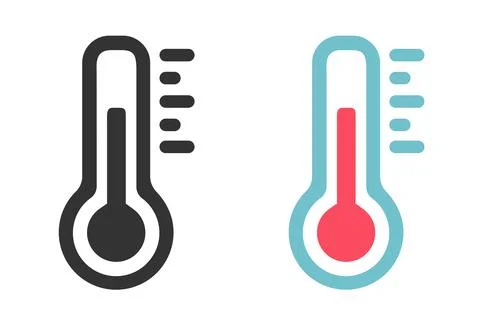 Vector set icons of thermometer in flat style. Stock Illustration