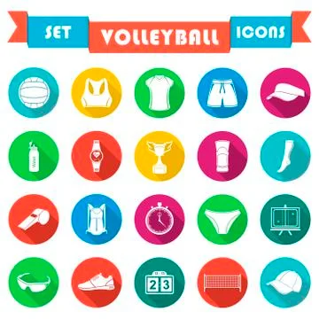 Vector set of icons volleyball Stock Illustration