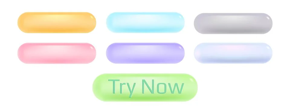Vector set icons of web buttons in different colors. Template of modern butto Stock Illustration