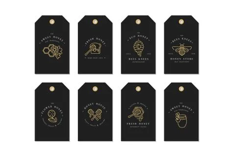 Vector set illustartion logos and design templates or badges. Organic and eco Stock Illustration