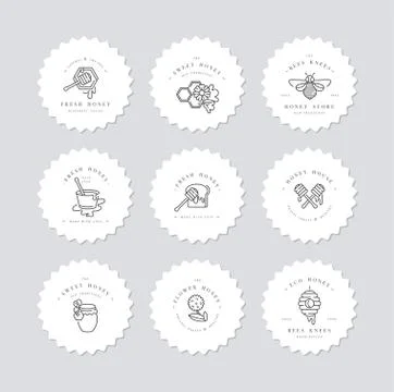 Vector set illustartion logos and design templates or badges. Organic and eco Stock Illustration