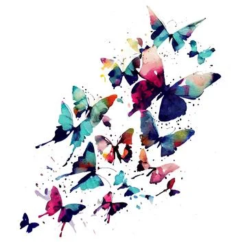 Vector set illustration beautiful butterfly flying isolated on white background Stock Illustration