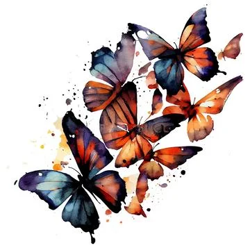 Vector set illustration beautiful butterfly flying isolated on white background Stock Illustration