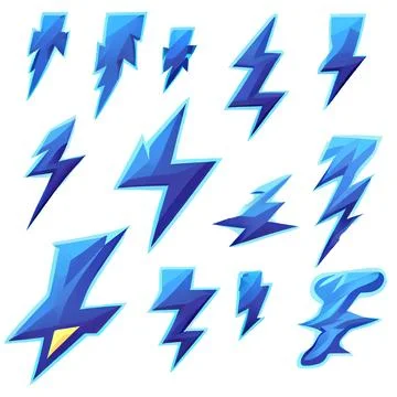 Vector set illustration in cartoon style of thunder lighting icons Ilustración de archivo
